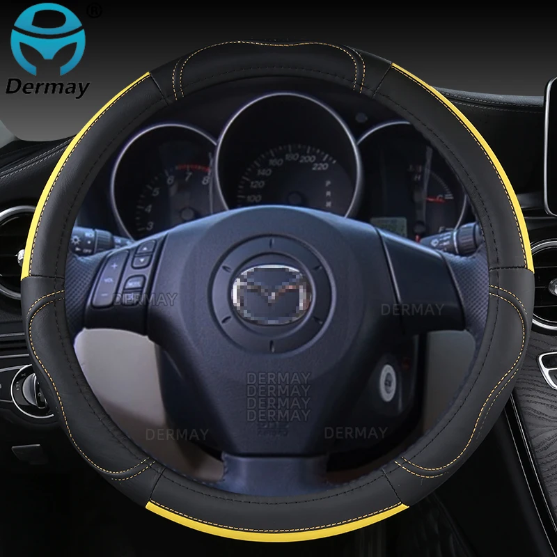 for Mazda 3 BK BL BM BN BP 2003~2022 Axela Genuine Leather Car Steering Wheel Cover Cowhide Sport Auto Accessories