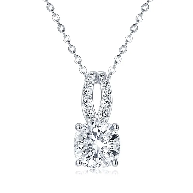 Lnkry Solitario 2.5CT Taglio Cuscino Moissanite Collana con pendente Collare Plata 925 Collane in argento sterling per le donne Gioielli regalo
