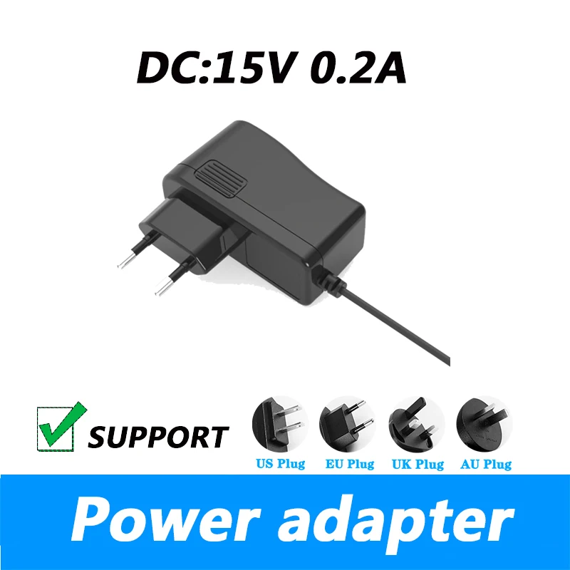 EU 플러그 전원 공급 장치, DC 15V 200mA 하이 퀄리티 AC 100V-240V 컨버터 어댑터, DC 15V 0.2A 200mA, DC 4.0x1.7mm