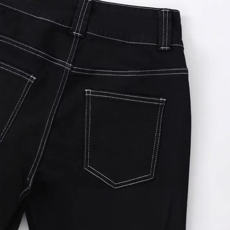 High Waist Loose Fit Women's Jeans Straight Leg Denim Pants Elastic Waist Pear Shaped Body Long Pants Autumn Winter New Style