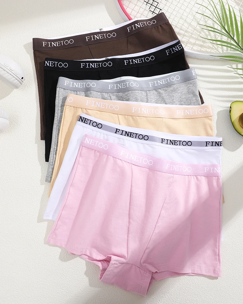 6Pcs/Set Women Cotton Breathable Panties Patchwork Soft Panty Mid Waisted Finetoo Underpanties Four shorts Sexy Flat Corner Pant