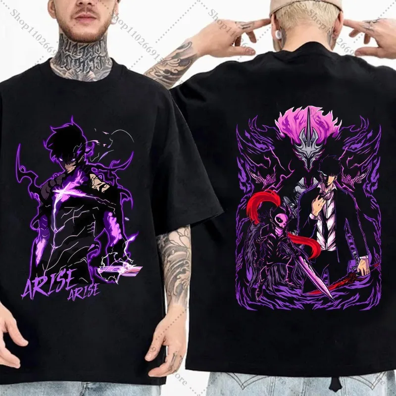 أنيمي سولو التسوية القطن تي شيرت للكبار قصيرة الأكمام المحملة الصيف موضة مطبوعة بلايز الرجال الملابس تي شيرت للجنسين هدية 2025 #2