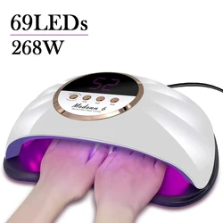 Lámpara LED UV de doble mano para uñas, equipo de lámpara de secado de esmalte de Gel profesional con pantalla LCD, 268W