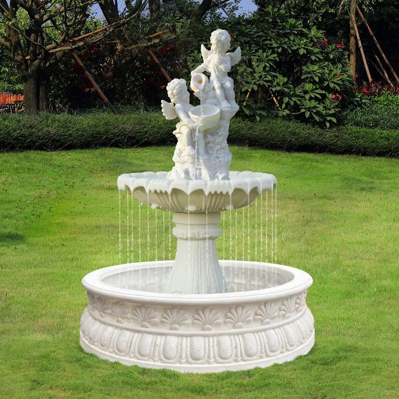 Large European-style running water fountain outdoor garden fish pond water feature courtyard floor decoration indoor wedding orn