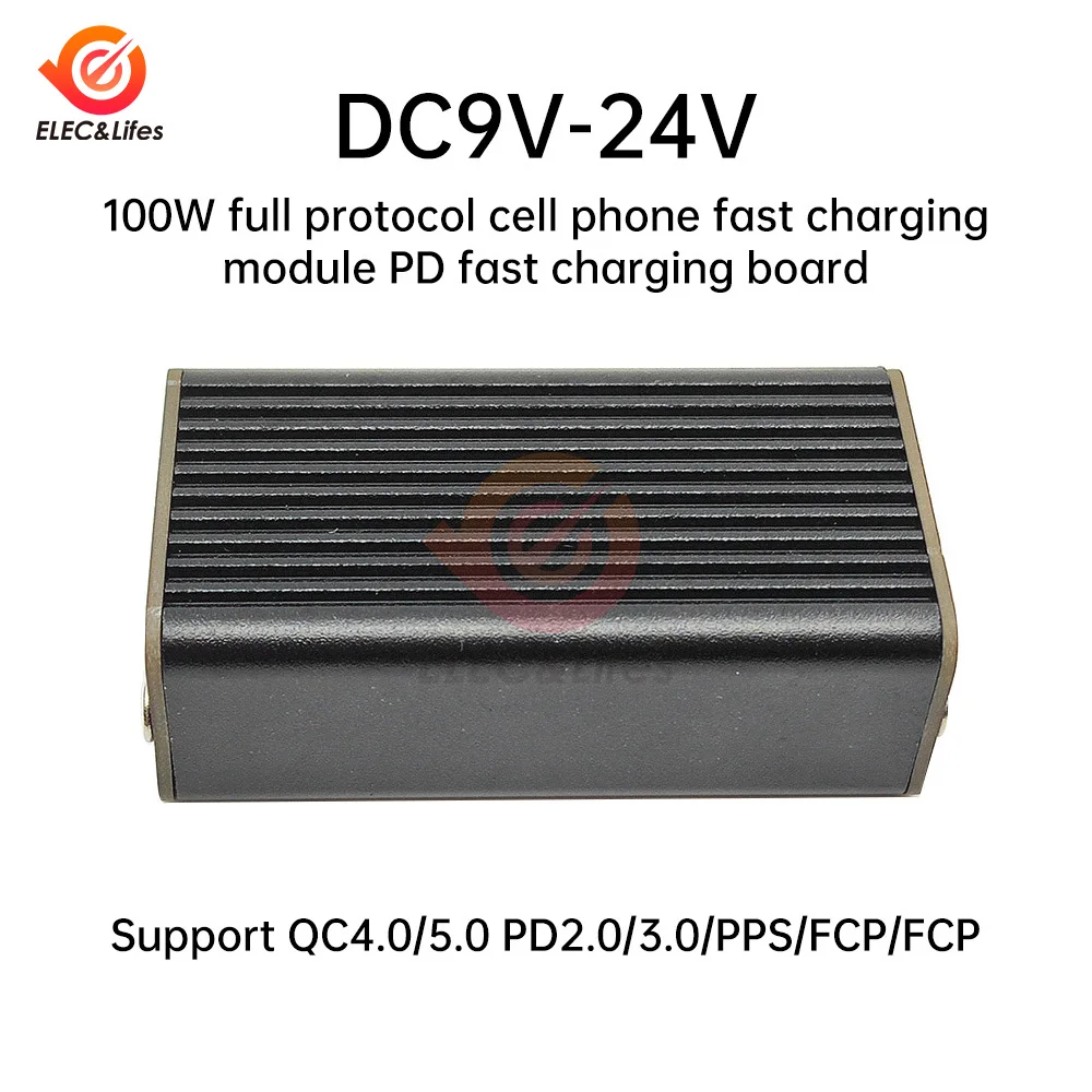 TYPE-C USB DIY Fast Charger Module DC 9V-24V 100W Step-down Module Support QC4.0/5.0 PD2.0/3.0/PPS/FCP/FCP For Apple Huawei