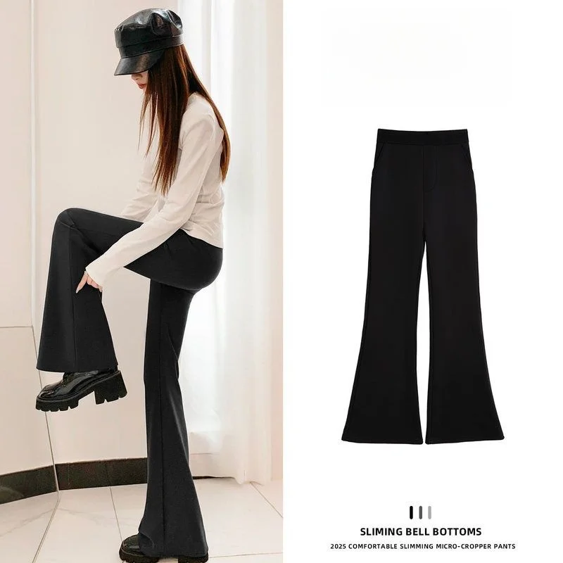 

Брюки-клеш Bla, женские брюки с высокой талией на подкладке, осень-зима, Faion College Sle, полиэфирное волокно