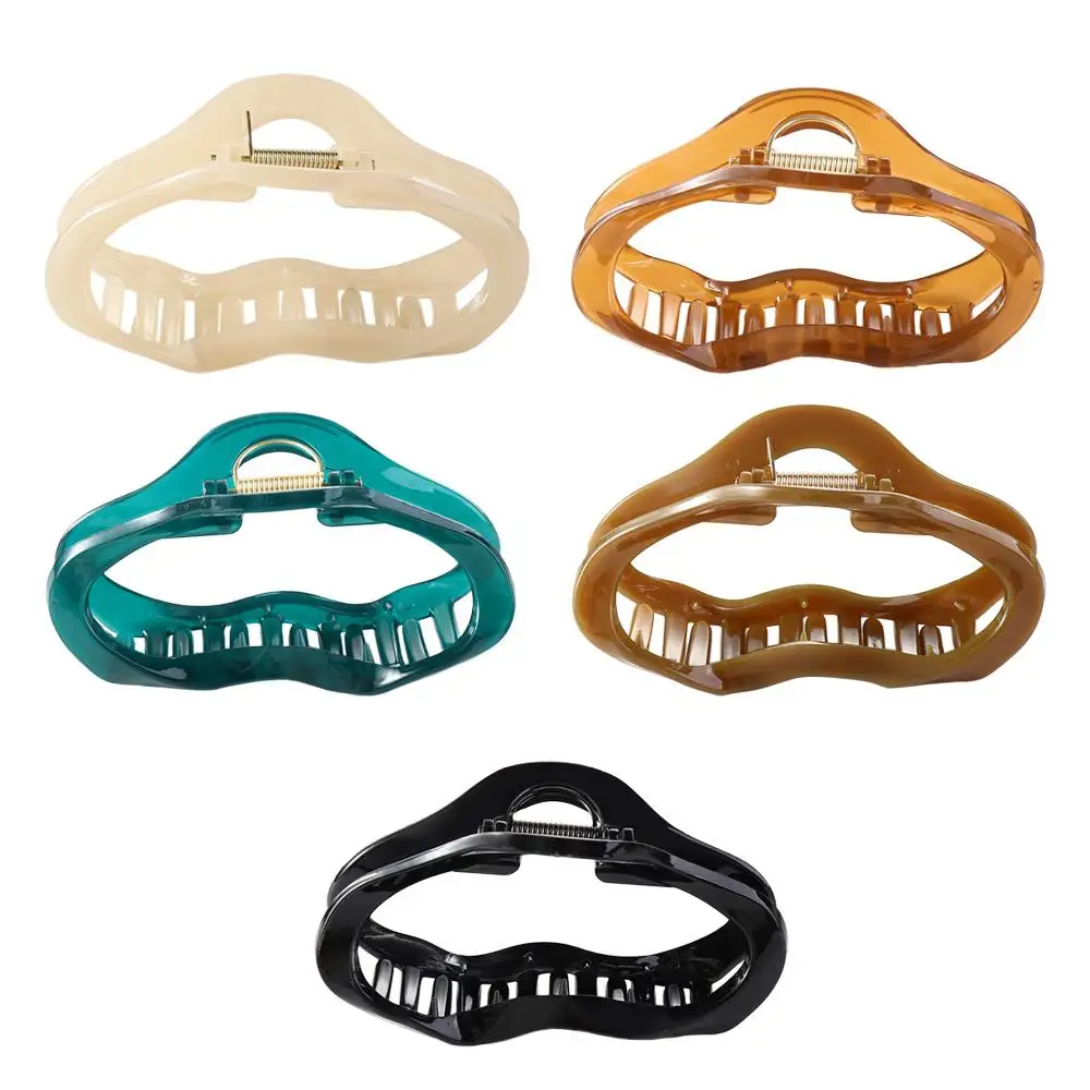 out Hair Clip Shark Clip Large Grab Clip Korean Style Headwear Plastic Hair Claw Female Hair Accessories Wave Line Hair Clip