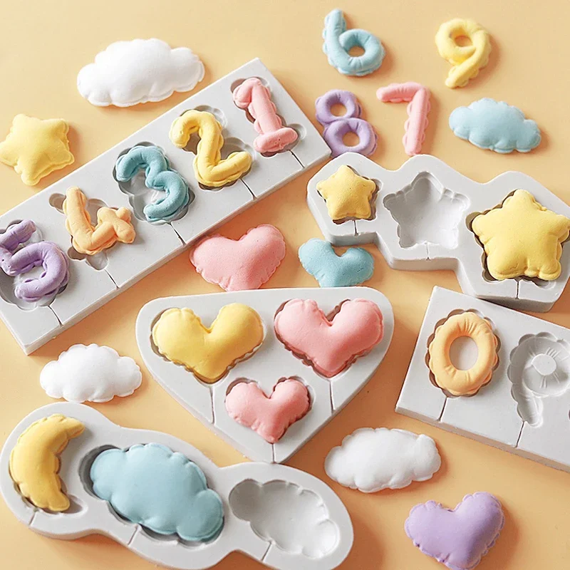 VERIDIAN Clouds Stars Moon Love Silicone Molds Diy Digital Balloon Fondant Chocolate Mould Baking Cake Decorating Tools