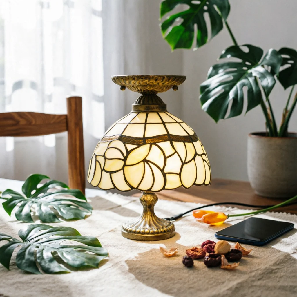 Lighting Decor For Home - ティファニースタイルランプシェード花柄ステンドグラスランプシェード照明アクセサリードーム型家の装飾装飾品