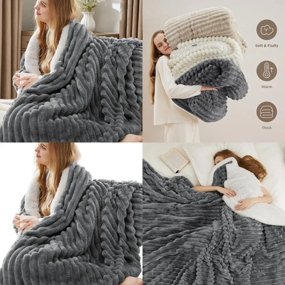 

King Size Super Soft Fleece Blanket - Cozy, Thick Warmth for Winter, Dark Grey, 108x90 Inches