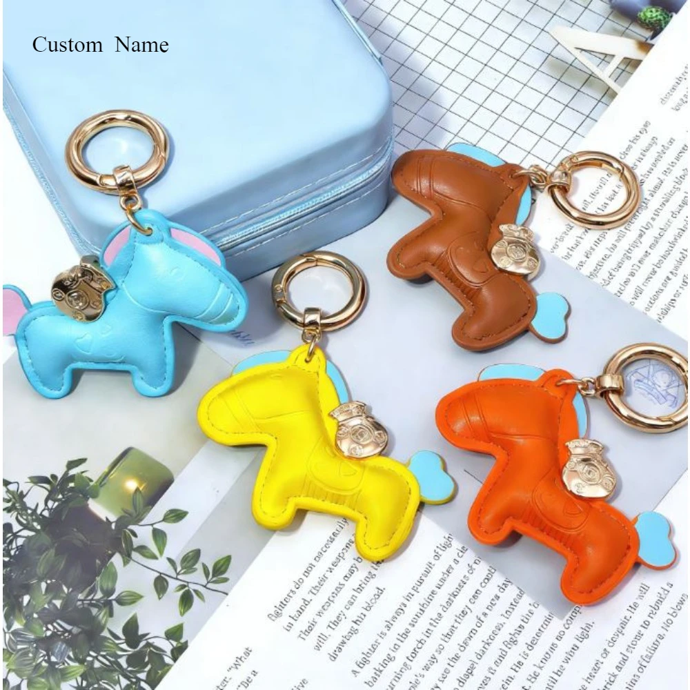 

Adorable Little Horse Keychain Pendant Couple Leather Cartoon Hanging Accessory for Schoolbags Perfect for Holidays Gift