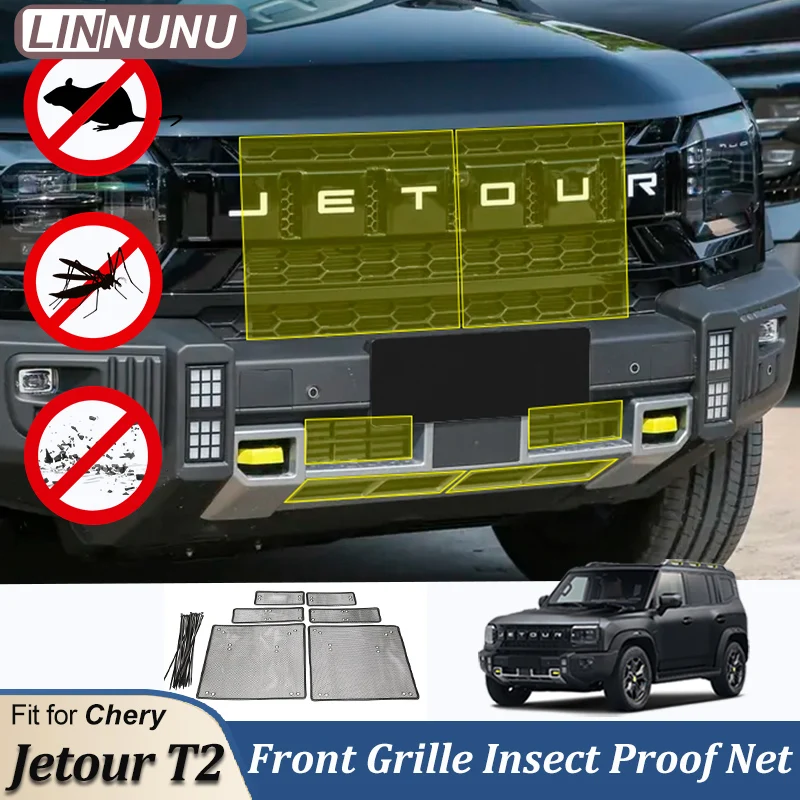 LINNUNU Car Front Grille insect proof Net Protection Fit for Chery Jetour T2 Traveller 2023 2024 Insect Screening Mesh Cover