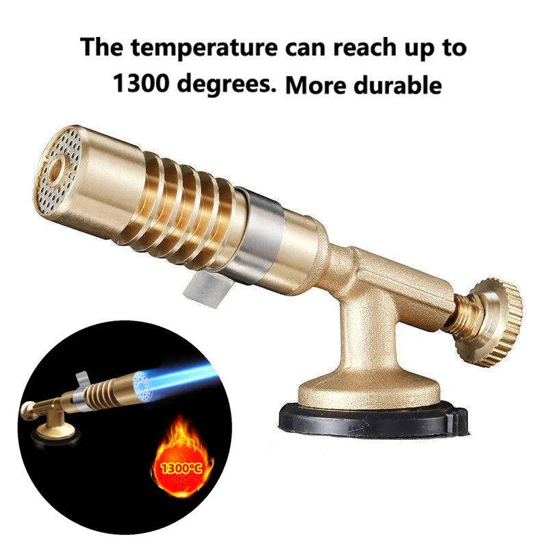 High-Temperature Brass Butane Torch Head Adjustable Flame Blowtorch for Welding Brazing Soldering BBQ Camping Plumbing Home Use