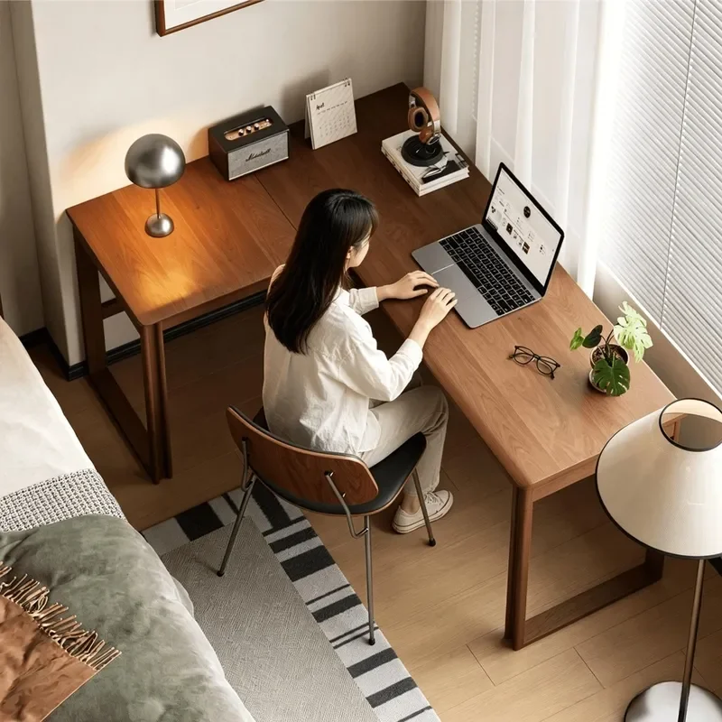 for Solid Wood Computer Desk L Shaped Corner Desk Learning Writing Table Home Bedroom Wall Mounted E Sports Gaming