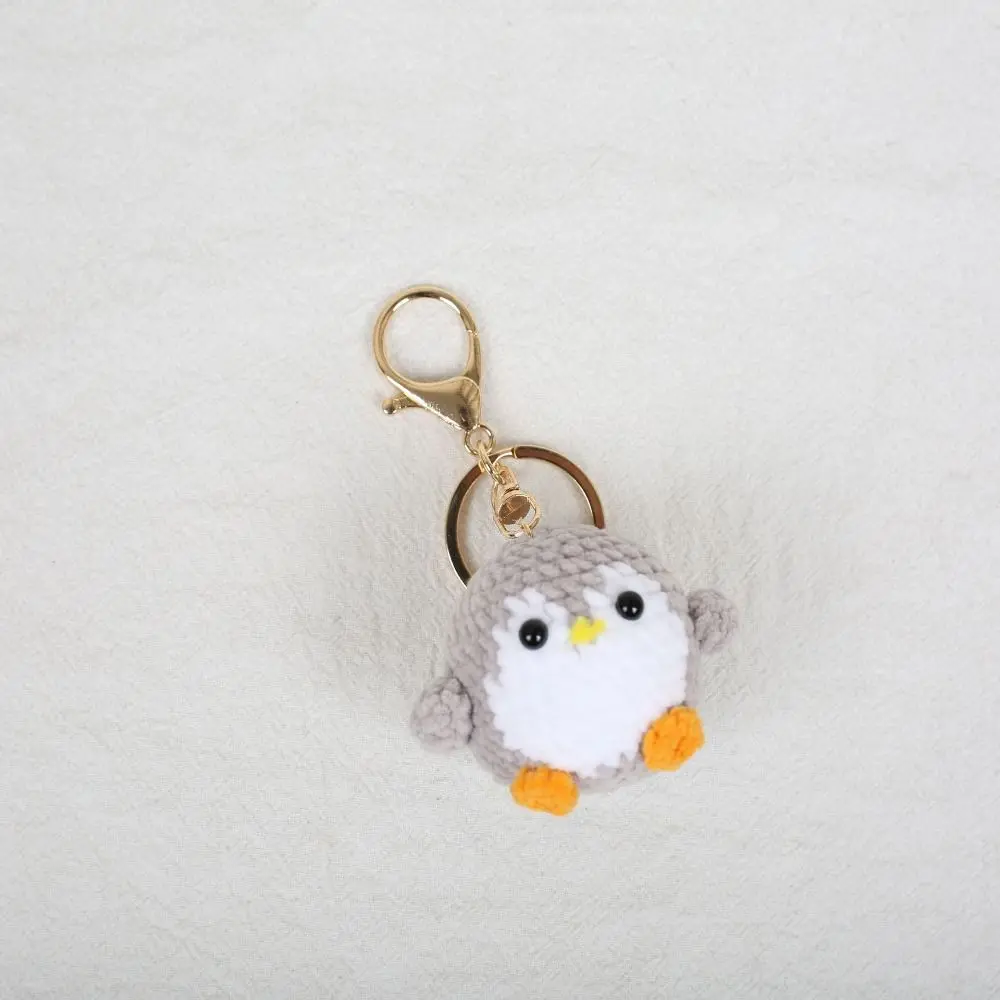 Jewelry Gift Handmade Penguin Keychain Cartoon Animal Soft Wool Crochet Keychain Cute Mini Knitted Pendant Car Key Ring