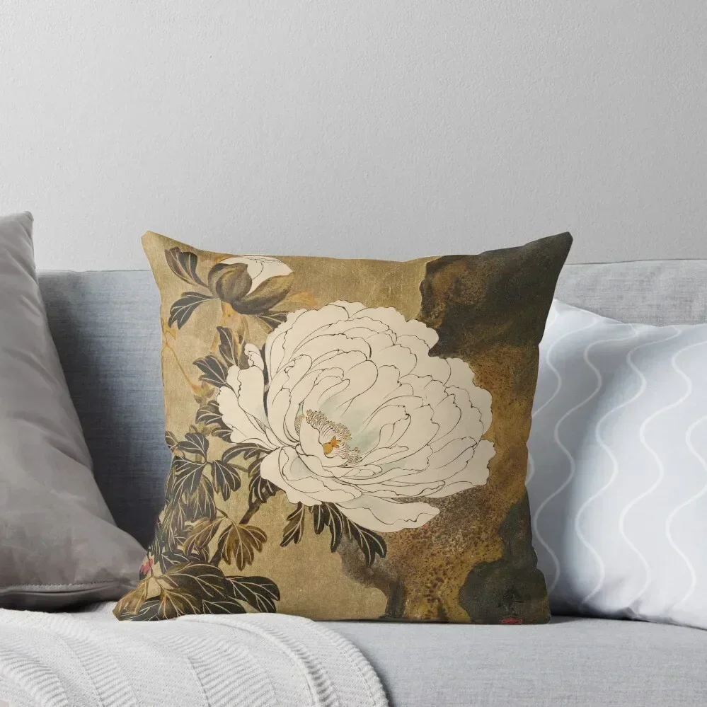 Japanese Peonies Shibata Zeshin, 1882 Throw Pillow Cushion Cover christmas ornaments 2025 pillow