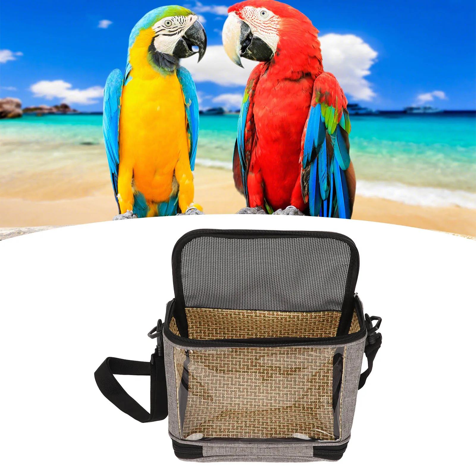 Bird Parrot Backpack Carrier Bird Carrier Bag Rattan Weaving Craft Scratch Resistance with Side Pockets for Travel for Walking