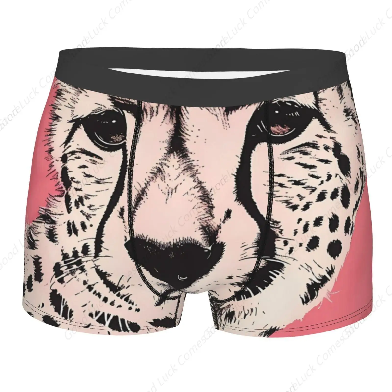 

Pink Cheetah Art Print Underwear For Men Comfy Cozy Holiday Boxer Briefs