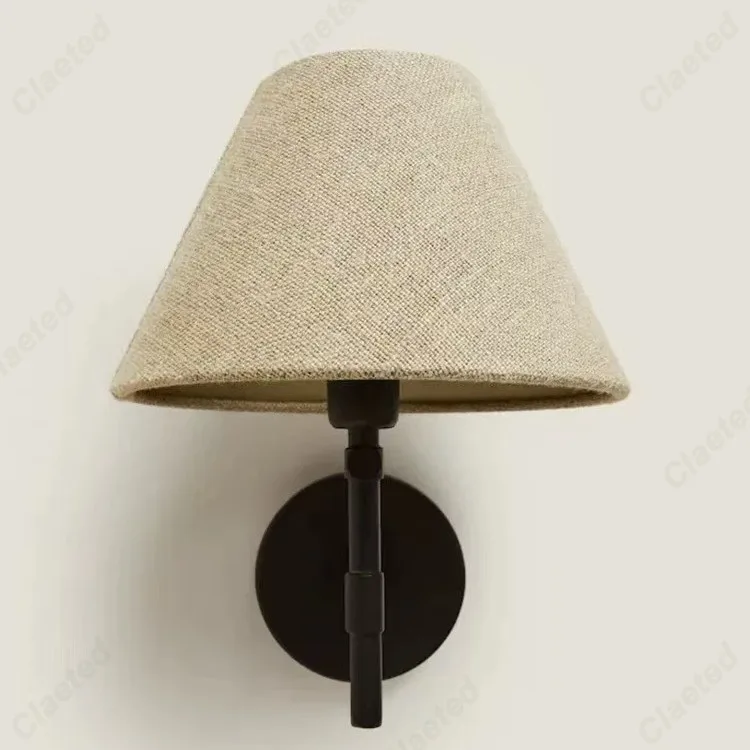

Japanese Retro Simple LED Fabric Wall Lamp Bedroom Bedside Lamp Living Room Hallway Porch Decorative Atmosphere Lighting