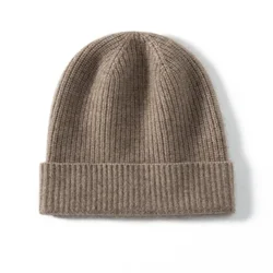 New High Quality 100% Cashmere Knitted Hat for Women and Men Casual Beanie Hat Cap Winter Soft Warm Cashmere Caps Unisex