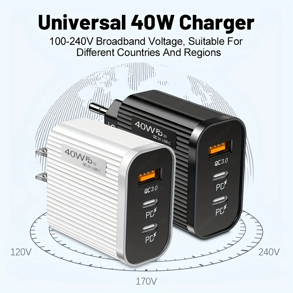 40W USB Charger Type C Fast Charging For iPhone Samsung Xiaomi Huawei USB C Mobile Phone Charger PD Quick Charger Adapter