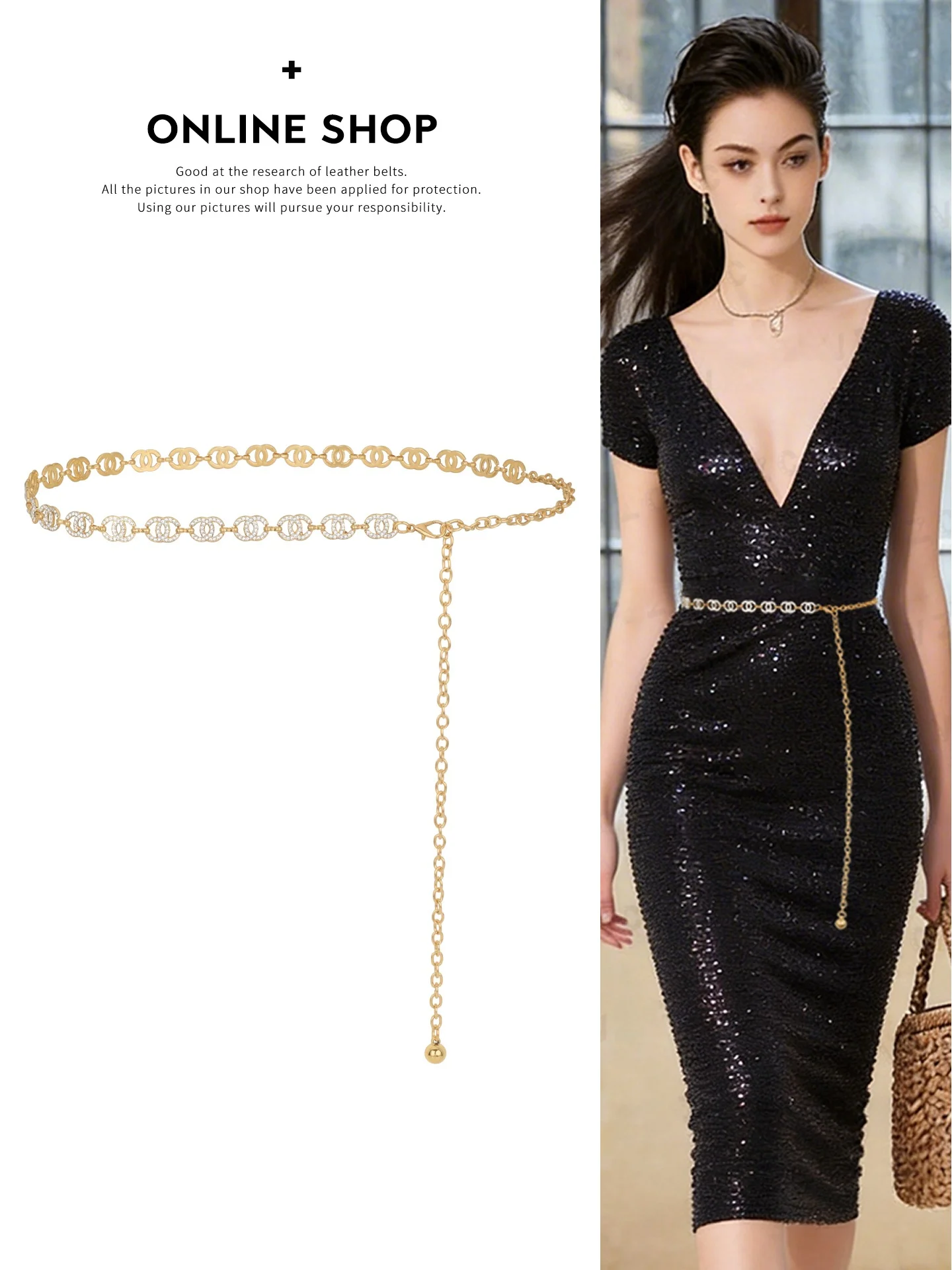 ゴールデンアロイウエストチェーン-セクシーで純粋な魅力-ファッションアクセサリー-ドレス用-ローウエストパンツ用-細ベルト-エレガントカジュアル-ストリートスタイル-レディースベルト