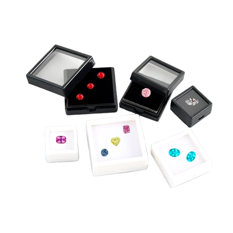 Wholesale Gemstone Storage Display Box Loose Diamond Jewelry Organizer Case Pendant Holder Acrylic Glass Top Gem Jars 100Pcs/Lot