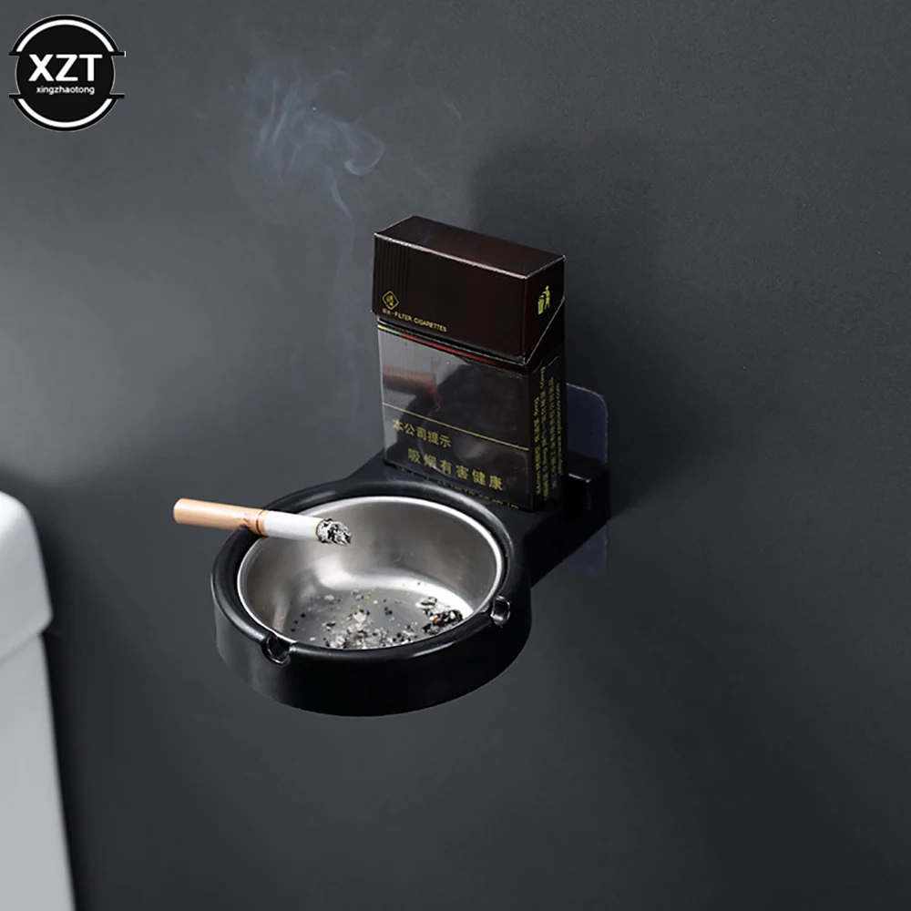 Stylish Wall-mounted Stainless Steel Ashtray for Home or Office Use