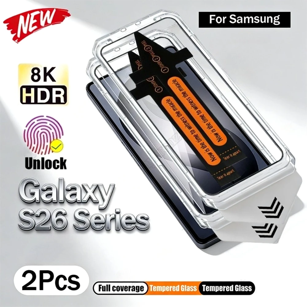 

2Pcs Ultra Clear Screen Protector for Samsung Galaxy S26 S25 S24 Ultra S23 S22 S21 Plus S25 S24 FE One Click Installation Glass