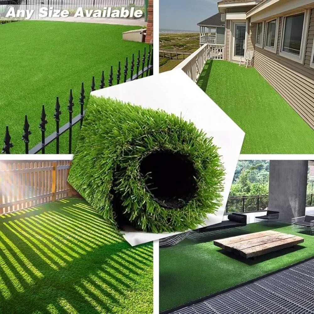 

Deluxe Realistic Artificial Grass Turf 4FTX14FT,70 Oz Face Weight/Drainage Holes/Rubber Backing,Indoor Outdoor Pet Faux