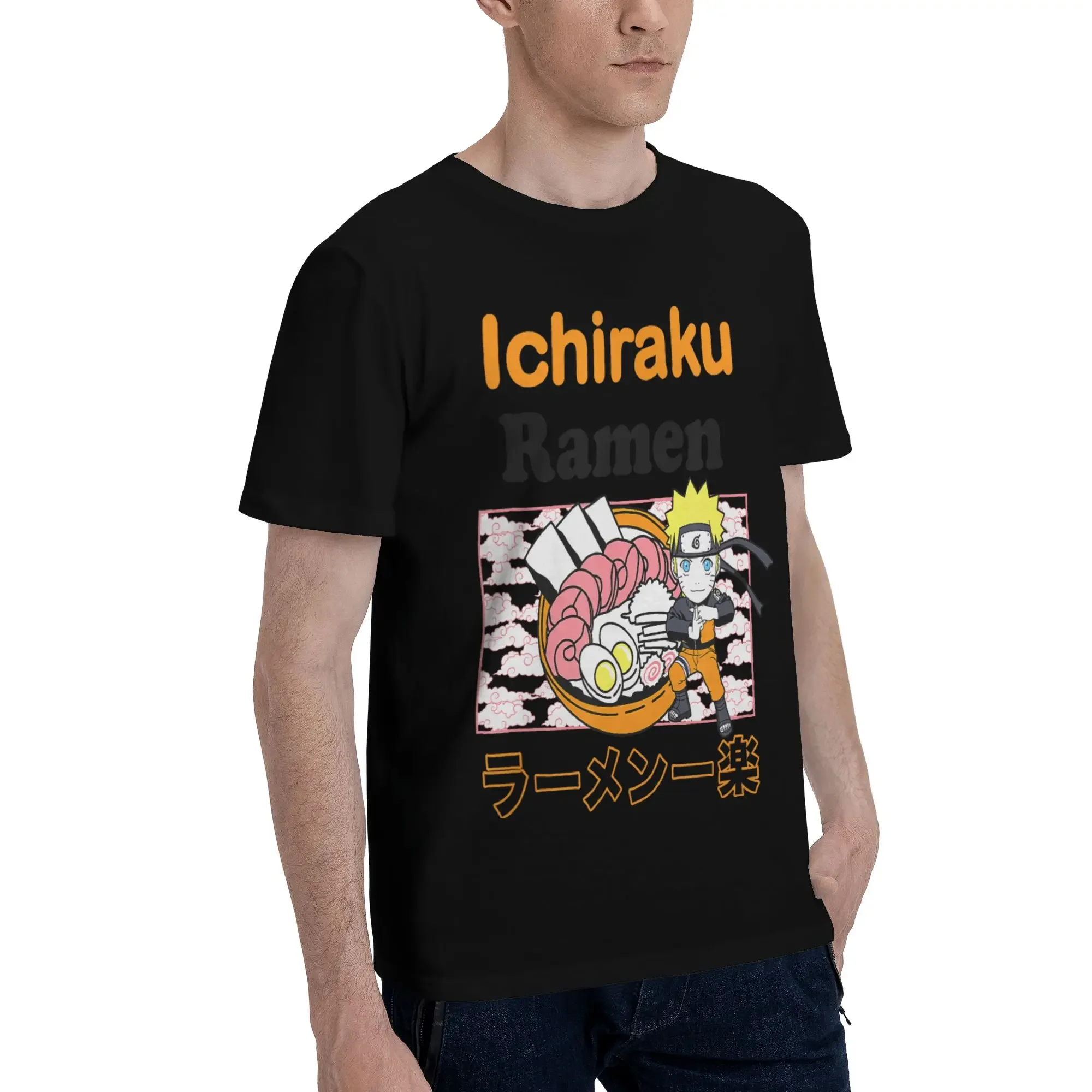 Bandai Naruto Shippuden Ichiraku Ramen Men clothing T-Shirt  Crazy Tees Short Sleeve fugees Cotton