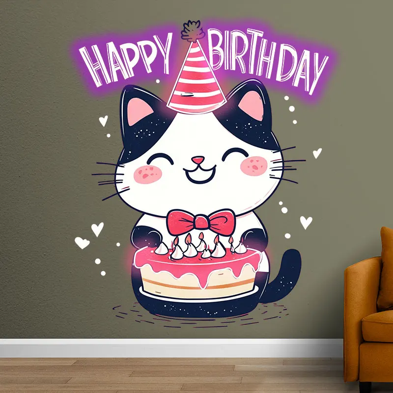 Happy Birthday Cat Home & Wall Decor Custom Led Neon Sign