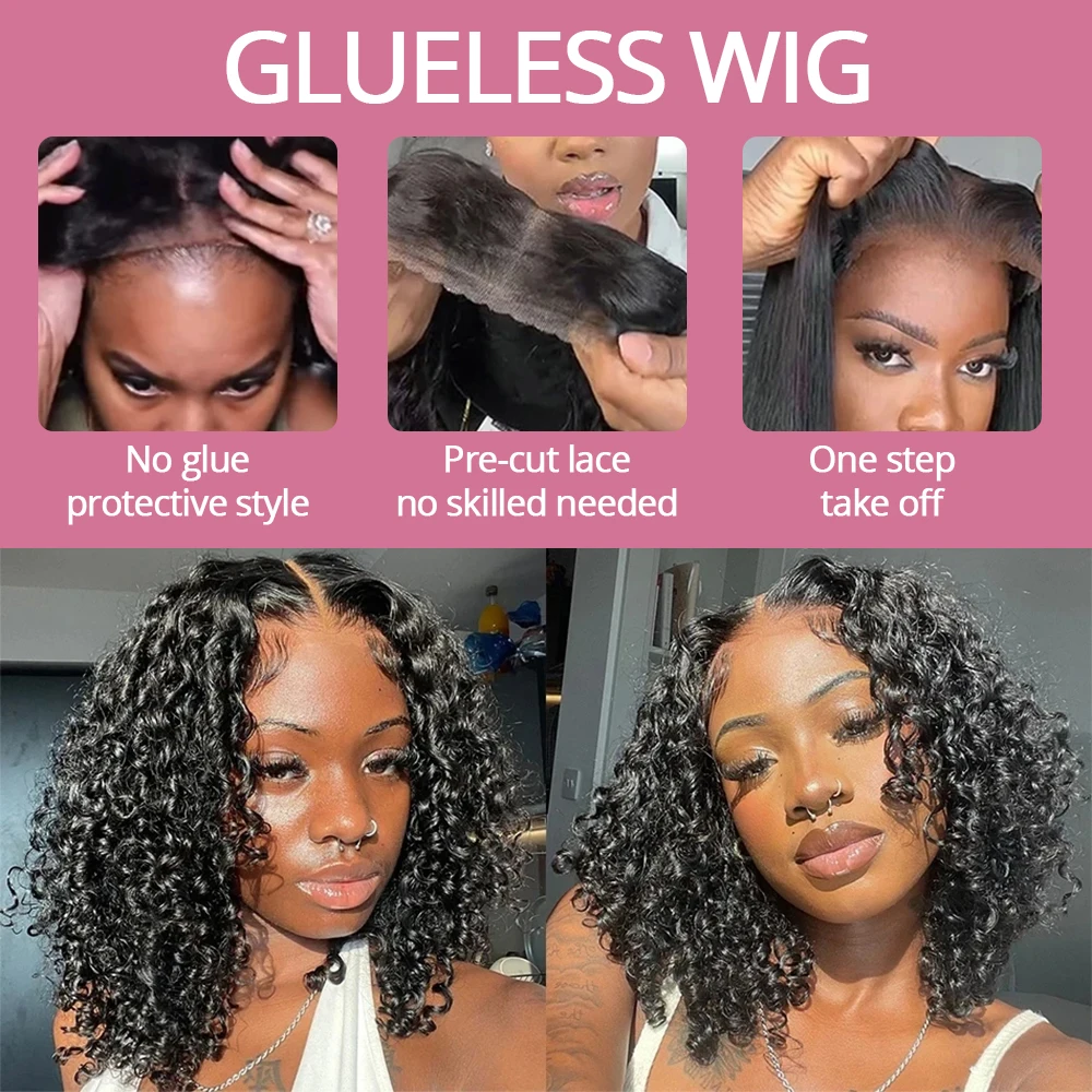 100% Human Hair Deep Wave Bob Wig 13x4 HD Lace Frontal Glueless 250% Density Pre Plucked With Baby Hair For Black Women Ships from Local Warehouse - view 5