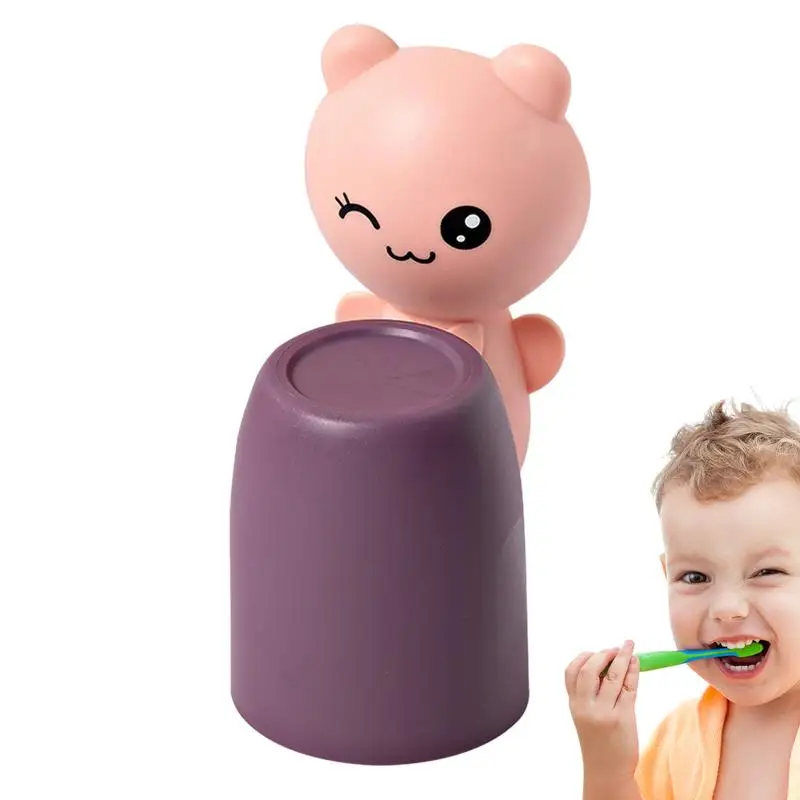 Toothbrush Holder with Cup Bear Wall Mounted Toothbrush Organizer Space Saving Toothbrush Holder for Kids & Adults No Drilling