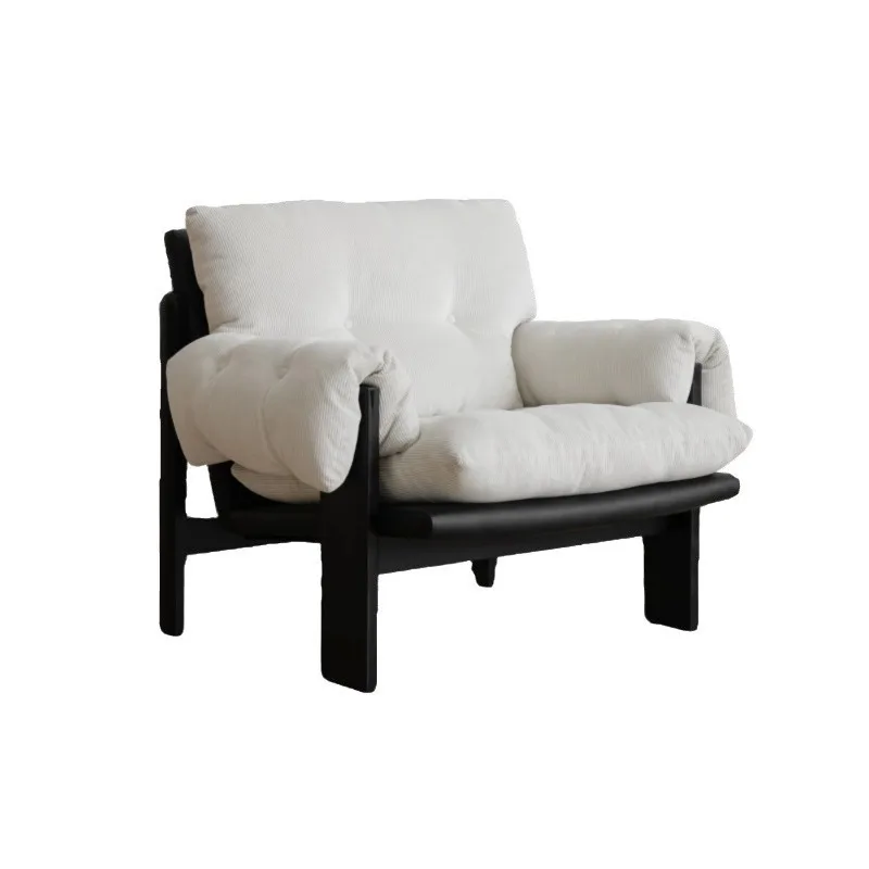 

Single sofa chair Modern simple living room Lazy leisure recliner Balcony Cream sofa chair