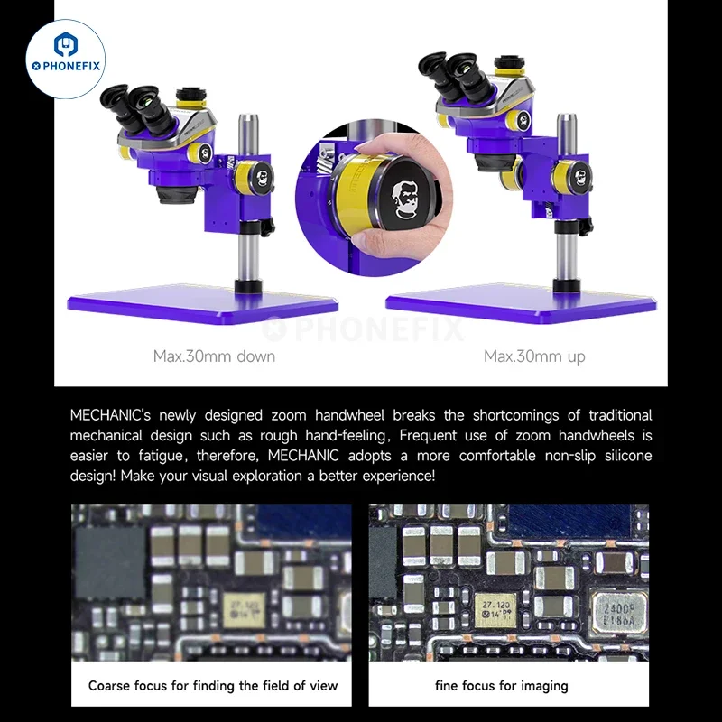 Nowa mechaniczna głowica mikroskopu trójokularowego 7-50X Simul z ciągłym zoomem mikroskop Stereo okularu WF10X25 lutowanie PCB do telefonu