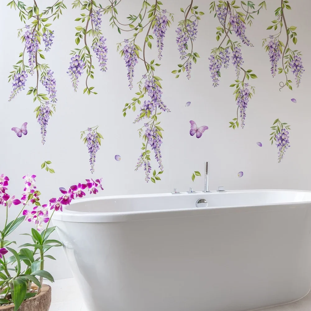 Bedroom Wall Decor Floral Vine Decal Living Room Decor Waterproof PVC Removable Without Marks Moisture Resistant