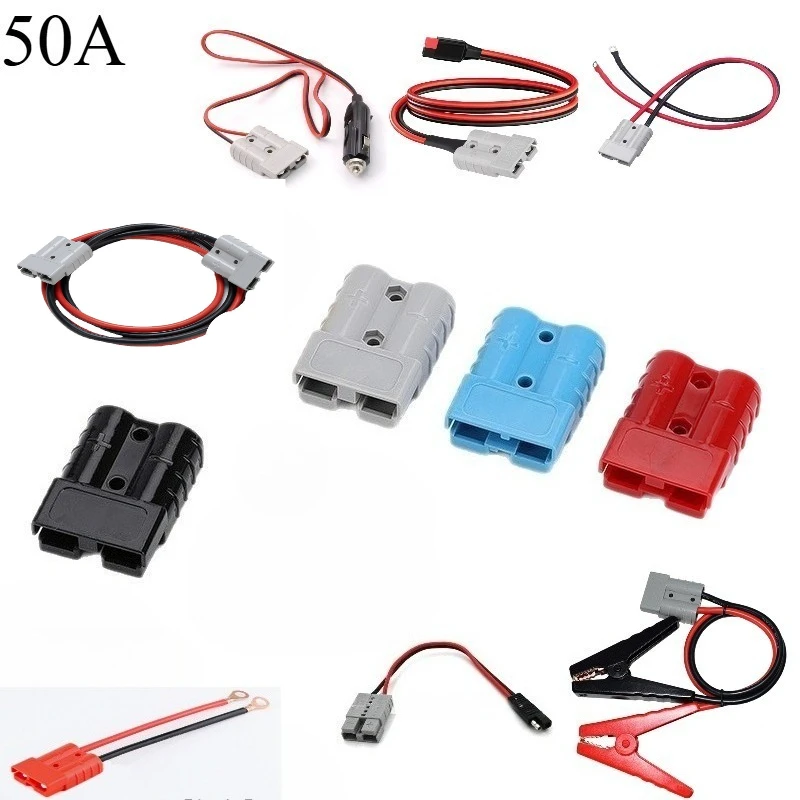 10AWG Silicone Wire Battery Charging Cord 50A Forklift Plug Multi‑Plug Conversion Connector Multi‑Color Choice for Storage