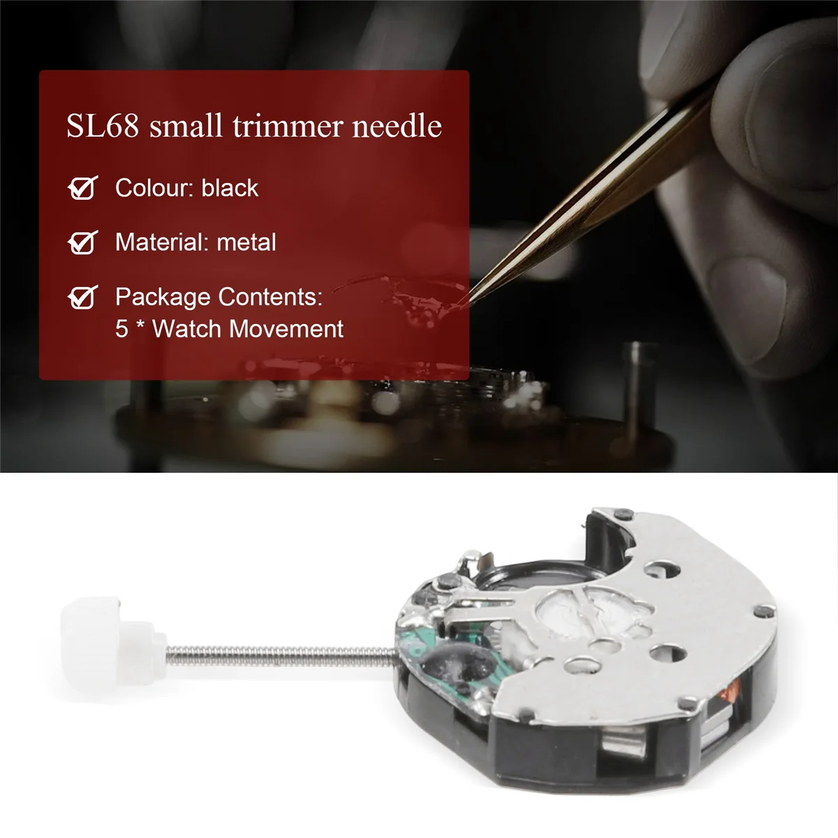 ACKOR Watch Movement, 5Pcs SL68 Quartz Watch Movement Accessories Repairing Replacement Parts