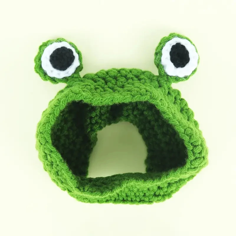 1pc Cute Fun Green Knitted Frog Shaped Pet Hat/headgear/cap for Keeping Warm for Small Pets Cats Dogs for Parties or Photoshoots