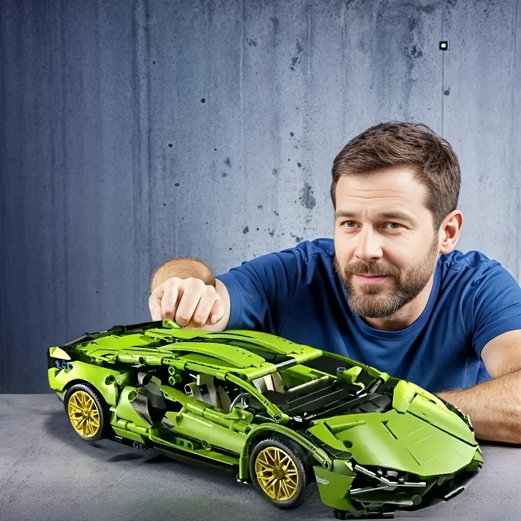 Technisches Rennsport-Auto, 1200-teiliges Modellbausatz, mechanisches Geschwindigkeitsfahrzeug, Supercar, Ziegelpuzzle-Spielzeug, Geschenk für Erwachsene