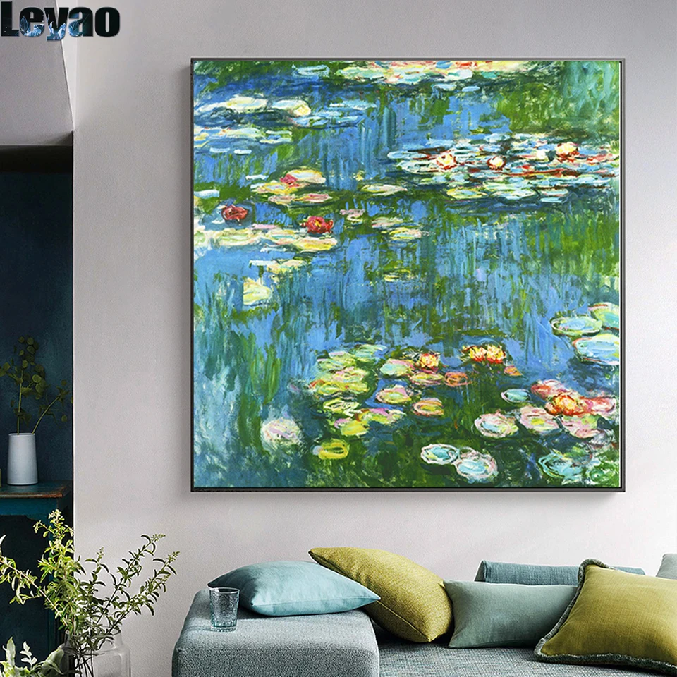 Famous Water Lilies By Claude Monet Diy Diamond Painting Diamond Mosaic Cross Stitch Kits Wall Art Pictures for Living Room