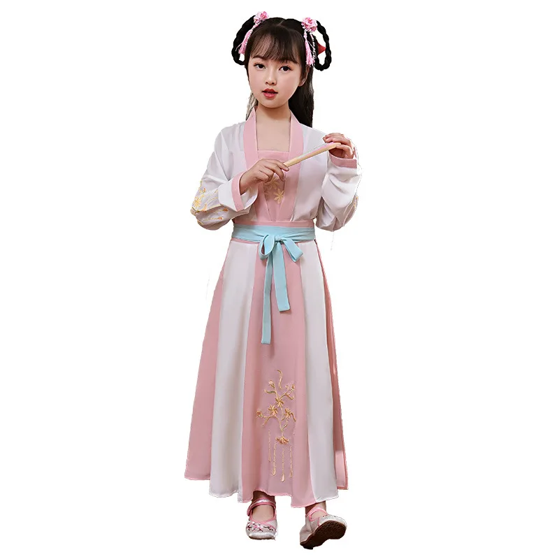 Ragazze autunno nuovo stile cinese ricamo Hanfu vestito a tre pezzi Fluffy Princess gonna Party Evening Performance Vestido Costume