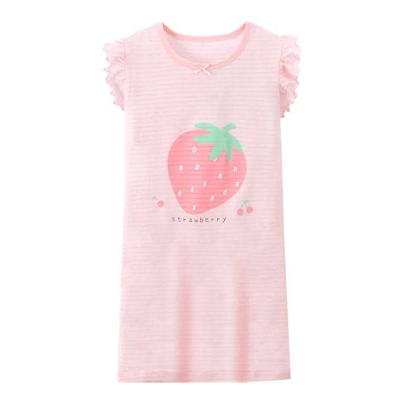 New Delivery Children Clothes Baby Cartoon Summer Short Sleeve Pajama Nightdress Soft Home Clothes 100%Cotton Students 100-170