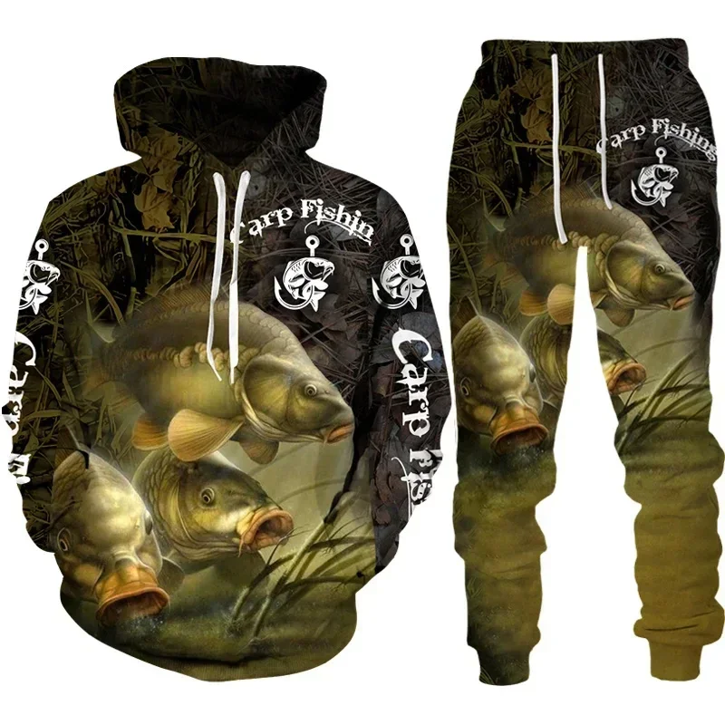 Cool Carp Fishing 3D Printed Unisex Hoodie/Suit Harajuku Streetwear Tracksuit Set Casual Outdoor Fishing Hunting Camping Clothes - view 2
