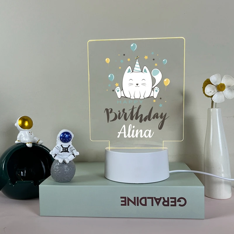 Baby name Birth Day 3d Illusion Night Lamp With Kids Name Boys Girls Birthday Gift Acrylic Night