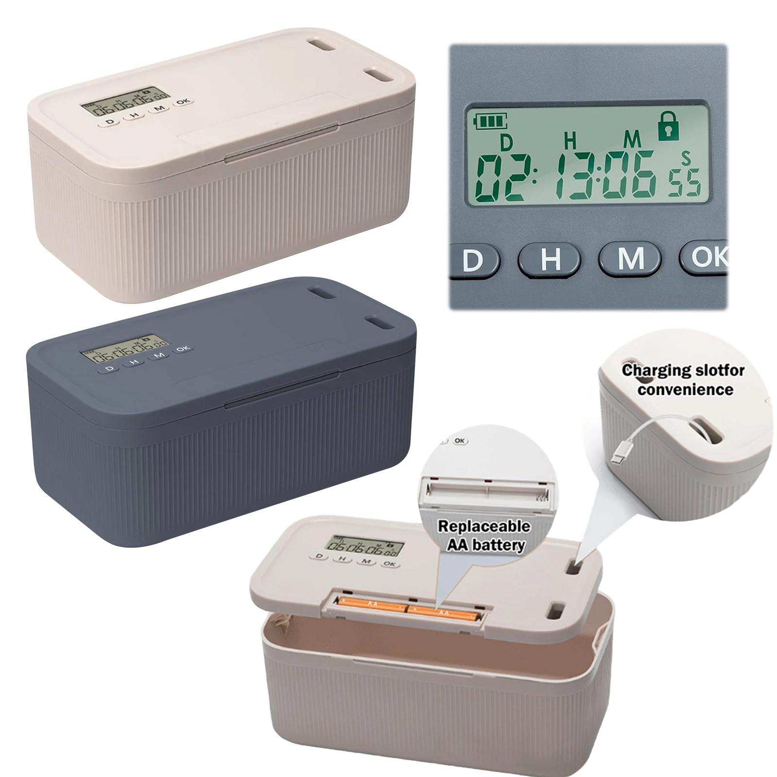 Phone Timer Lock Boxe Electronic Multipurpose Lockable Storage Box with Combination Lock & Digital Timer Safe Storage Organizer