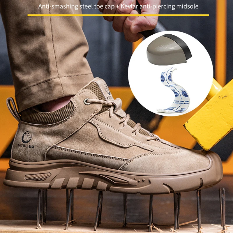 Grey Safety Shoes Male Indestructible Shoes Puncture-Proof work Boots Steel Toe Shoes Anti Scald Welding Boots Industrial Shoes