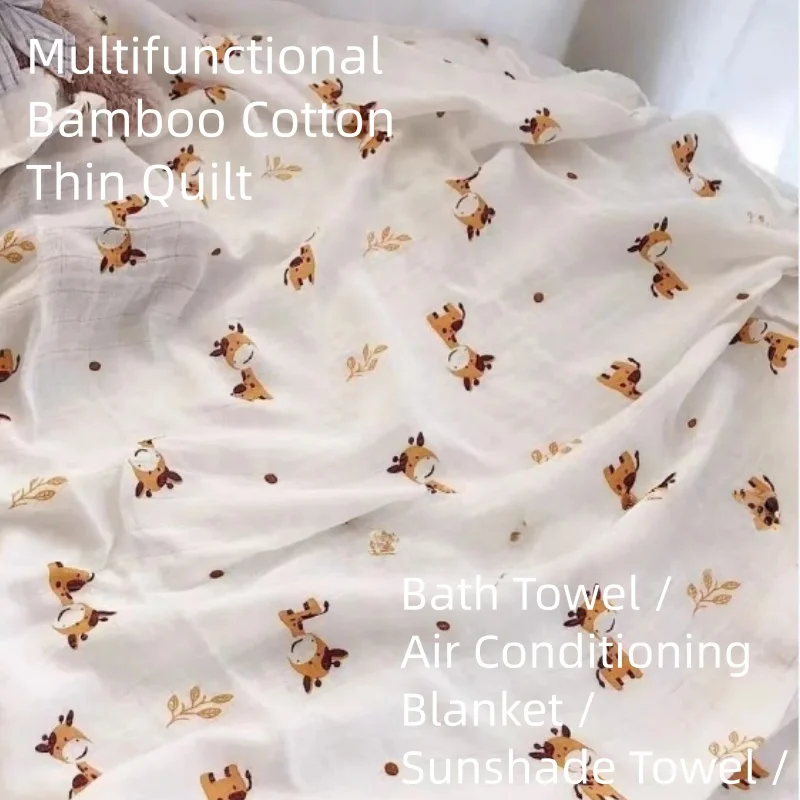 

150x200cm Adult Baby Cartoon Print Ultra-Thin Quilt ABDL Summer Bamboo Cotton Air Conditioning Blanket Cute Soft Bath Towel