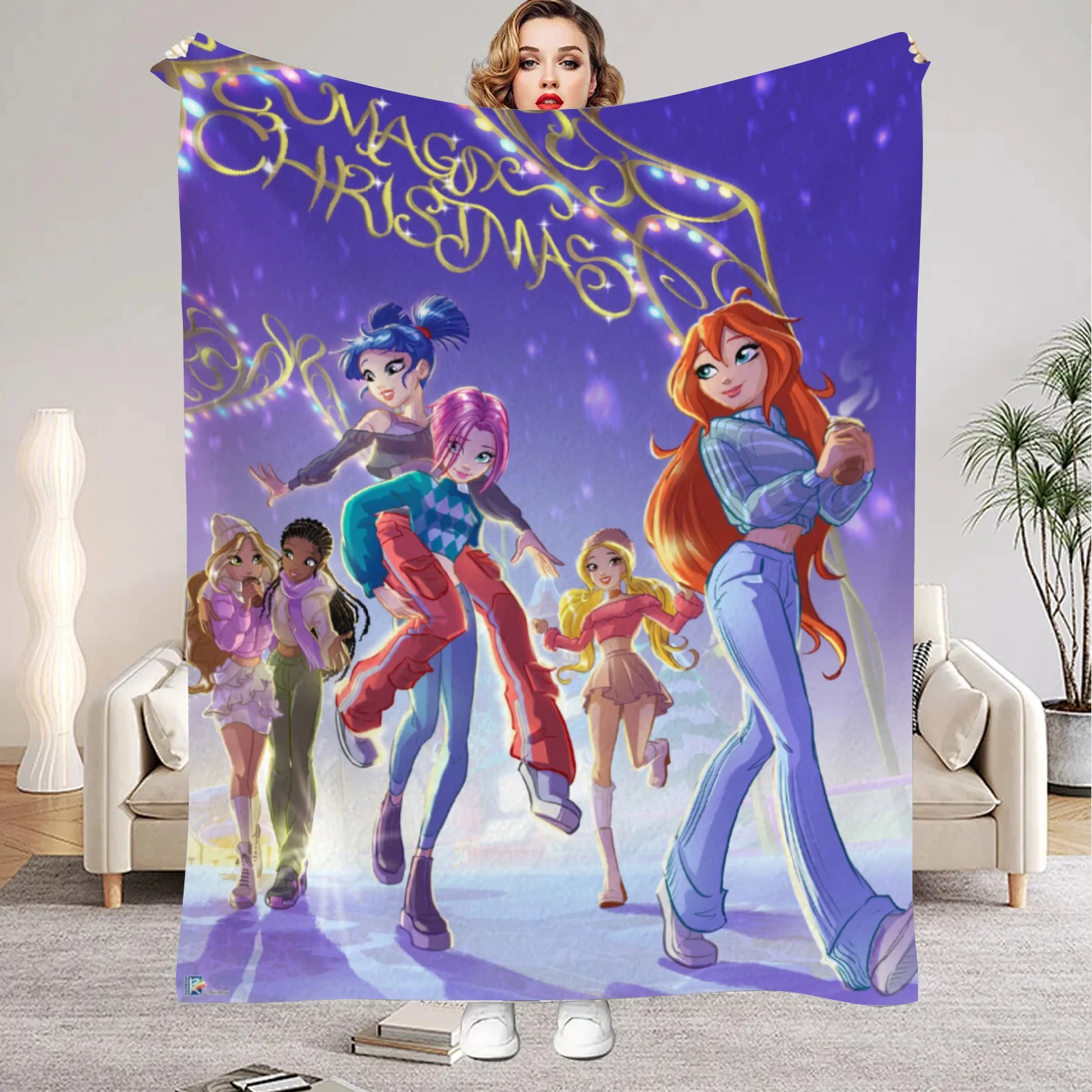 W-Winx C-Club-Manta de Franela esponjosa y acogedora para el hogar, sala de estar, sofá, silla, decoración de dormitorio para niños, regalo de cumpleaños para niñas